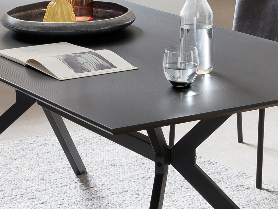 Möbilia - Tisch 180x90x75 cm dunkelgrau, schwarz mit Mittelstrebe