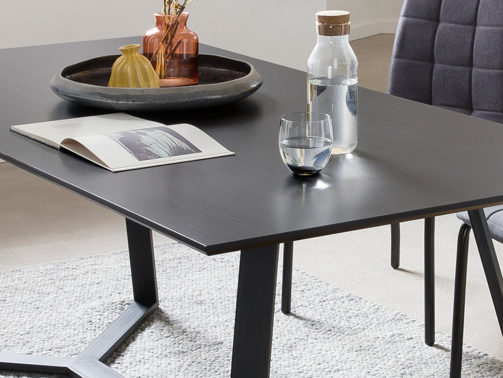 Möbilia - Tisch 180x90x75 cm dunkelgrau, schwarz