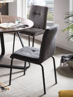 Möbilia - Stuhl, 2er-Set 44,5x55,5x87 cm dunkelgrau, schwarz