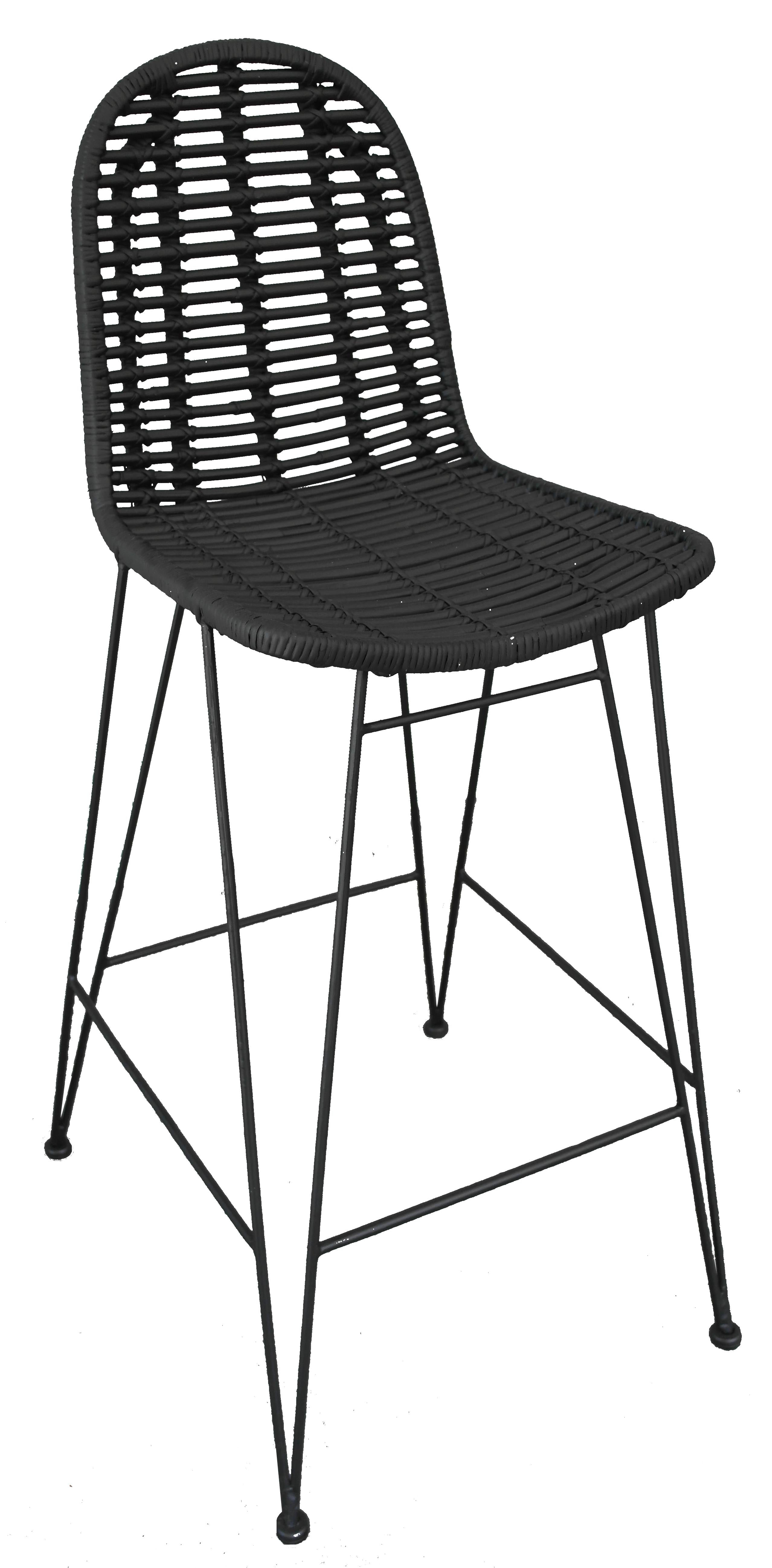 RATTAN Barhocker – Antikschwarz