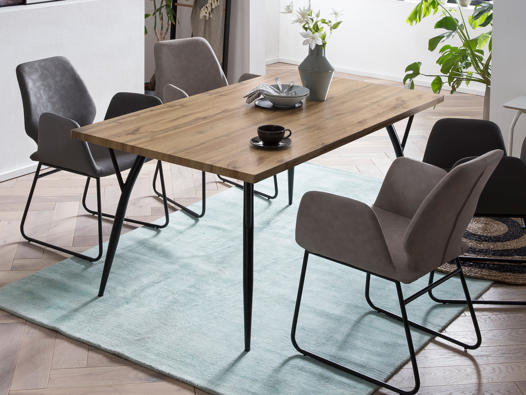 Möbilia - Tisch 150x90x77 cm naturfarben, schwarz