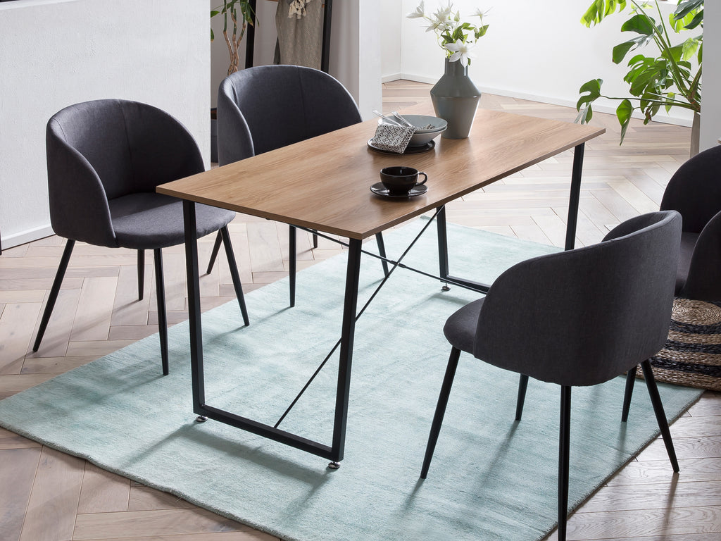 Möbilia - Armlehnstuhl, 2er-Set 63x53x84 cm dunkelgrau, schwarz