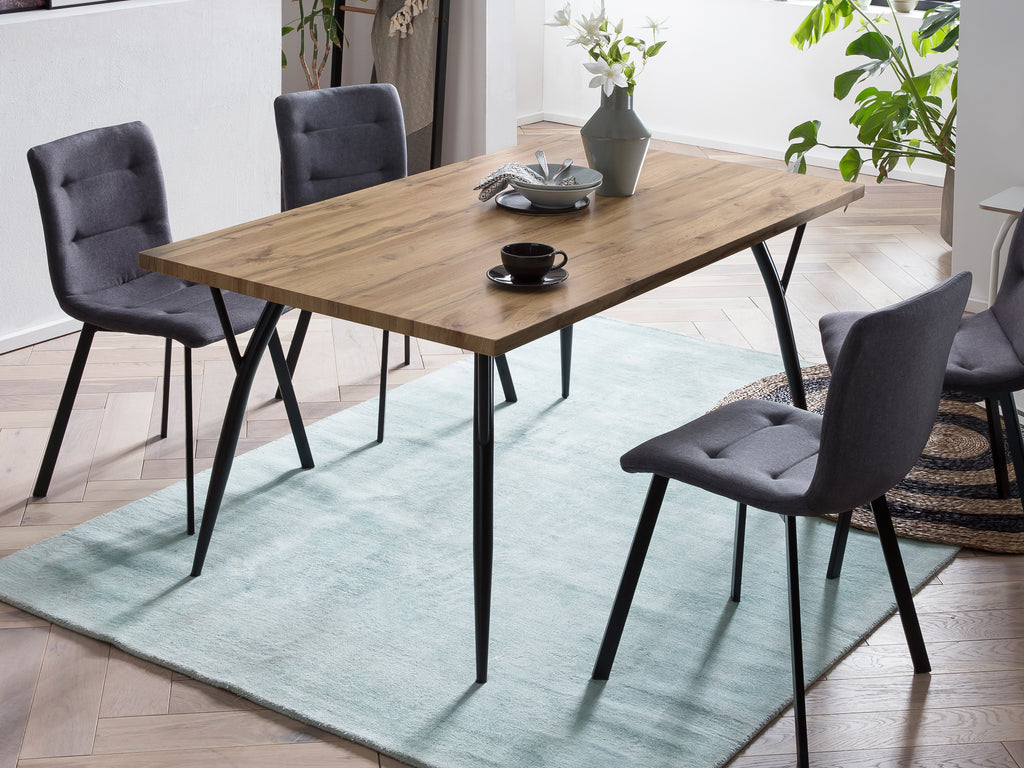 Möbilia - Tisch 150x90x77 cm naturfarben, schwarz