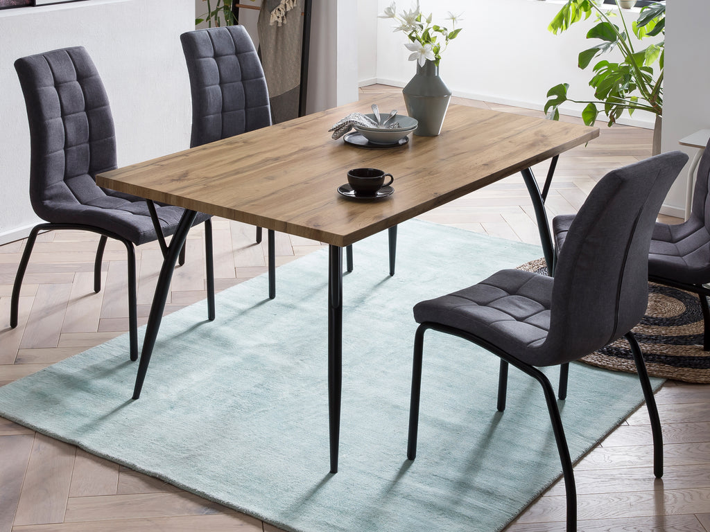 Möbilia - Tisch 150x90x77 cm naturfarben, schwarz