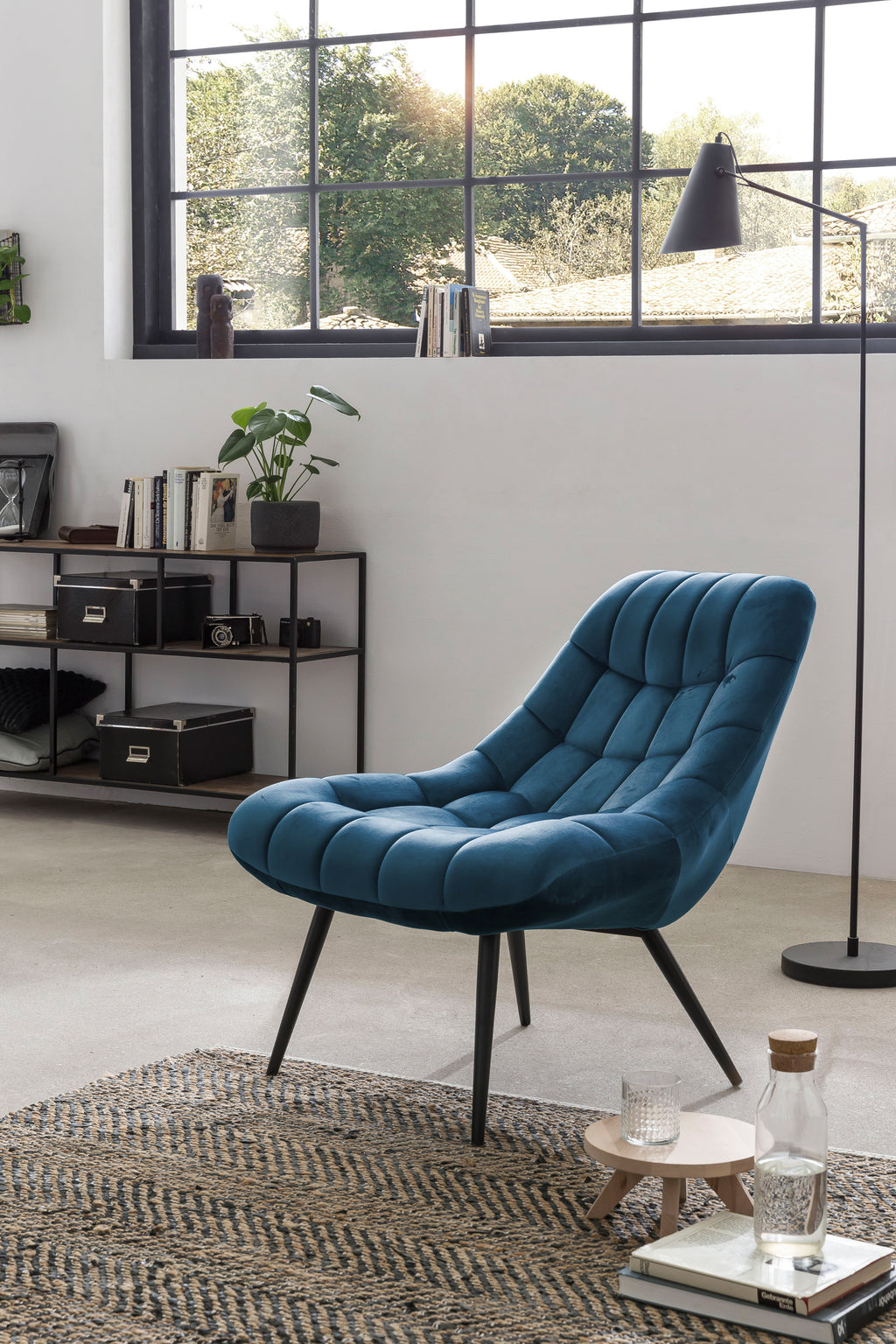 Sales Fever - Sessel XXL Samt blau Metall schwarz#