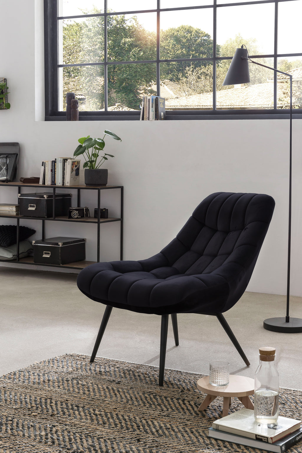 Sales Fever - Sessel XXL Samt schwarz Metall schwarz