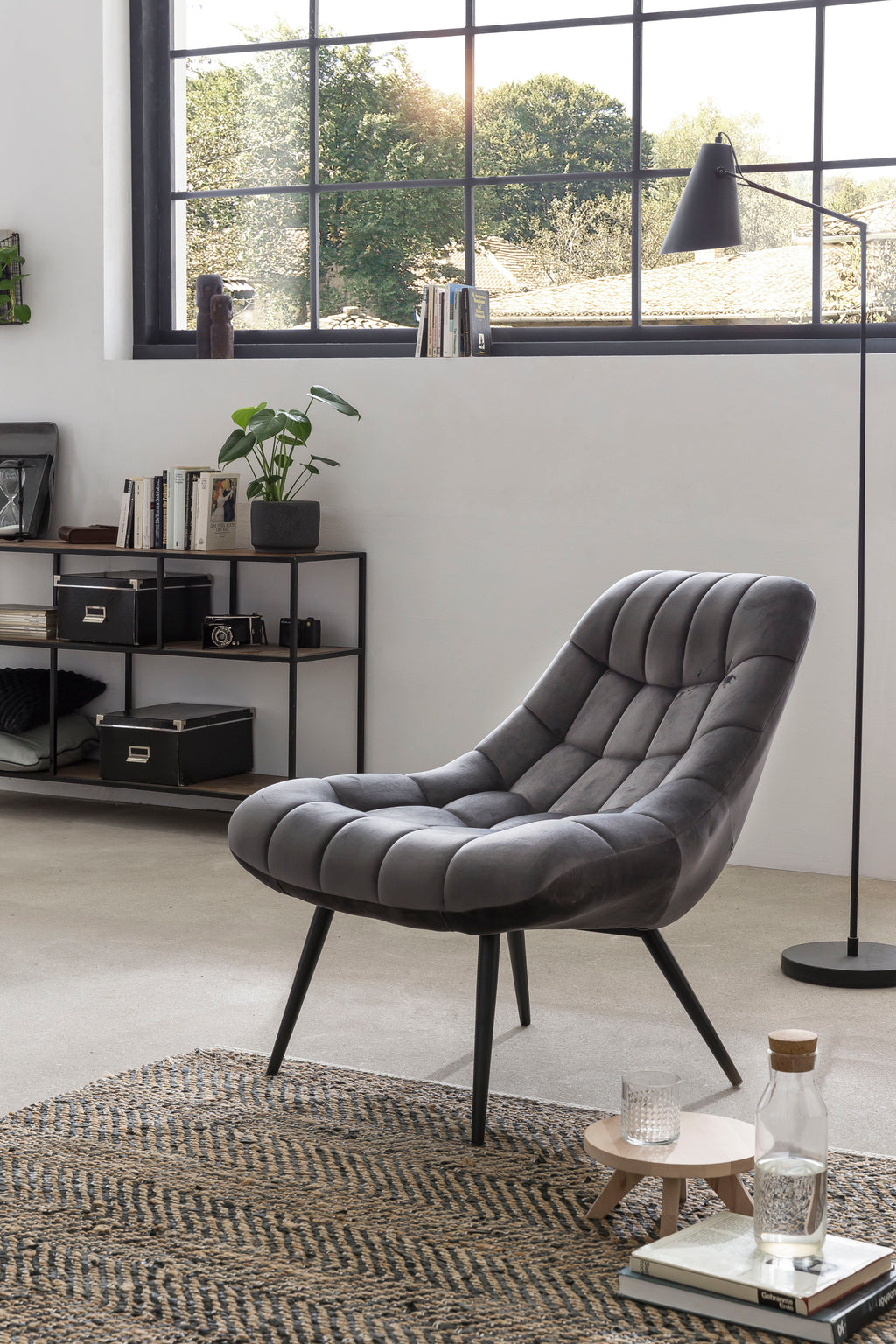 Sales Fever - Sessel XXL Samt grau Metall schwarz