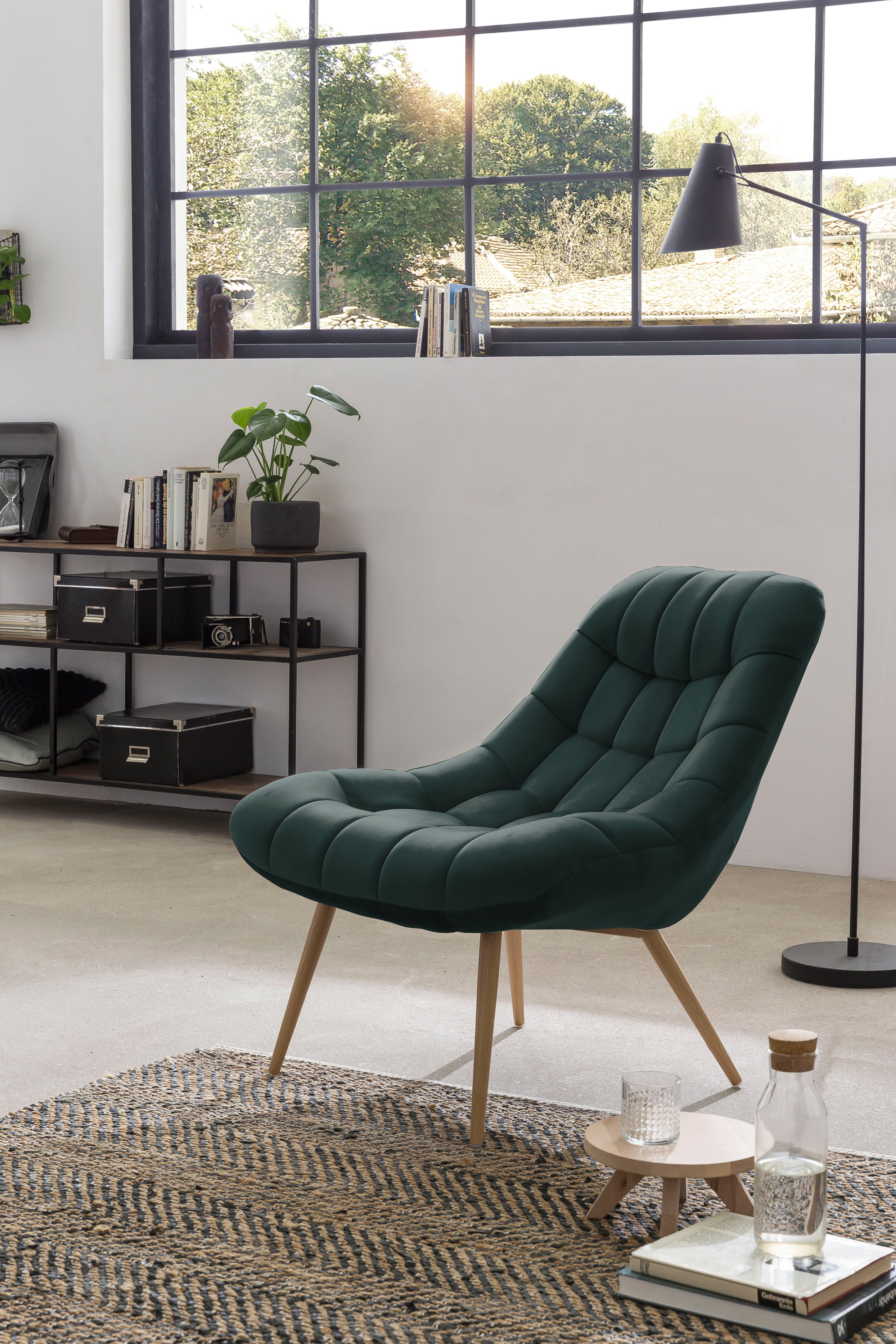 Sales Fever - Sessel XXL Samt grün Metall Holzoptik