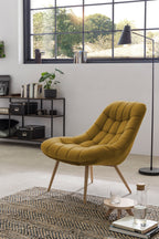 Sales Fever - Sessel XXL Samt gelb Metall Holzoptik