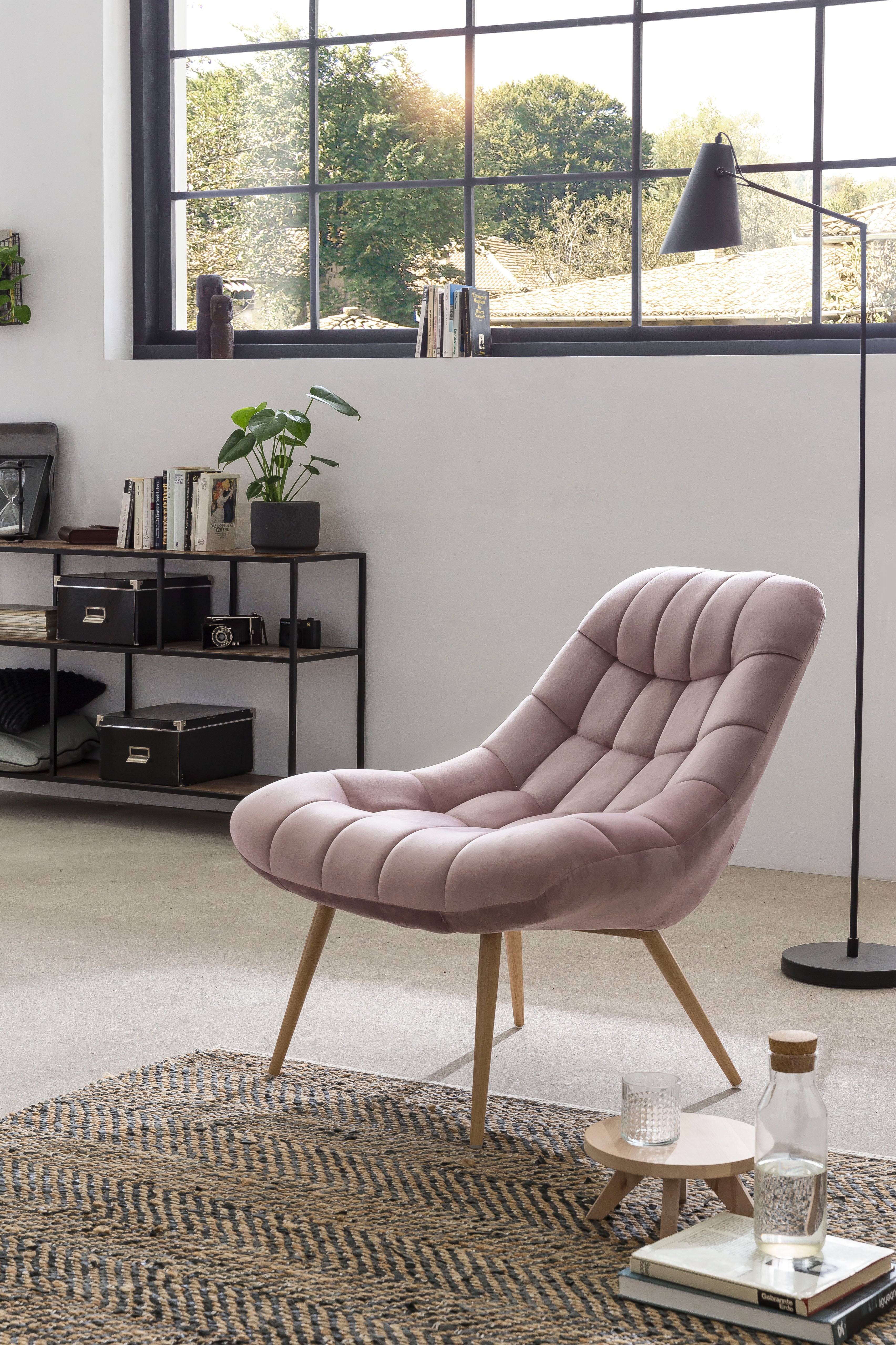 Sales Fever - Sessel XXL Samt rosa Metall Holzoptik#