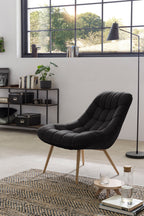 Sales Fever - Sessel XXL Samt schwarz Metall Holzoptik
