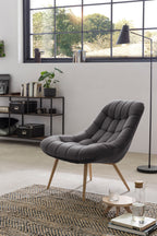 Sales Fever - Sessel XXL Samt grau Metall Holzoptik