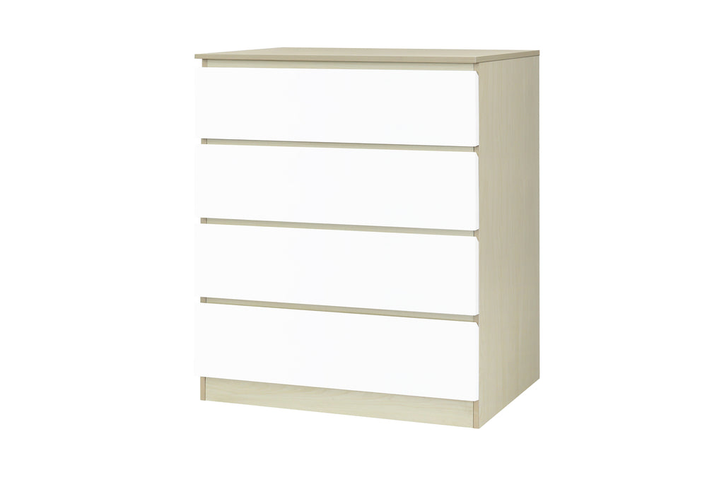 Möbilia - Kommode 80x39,5x93,5 cm weiß, natur