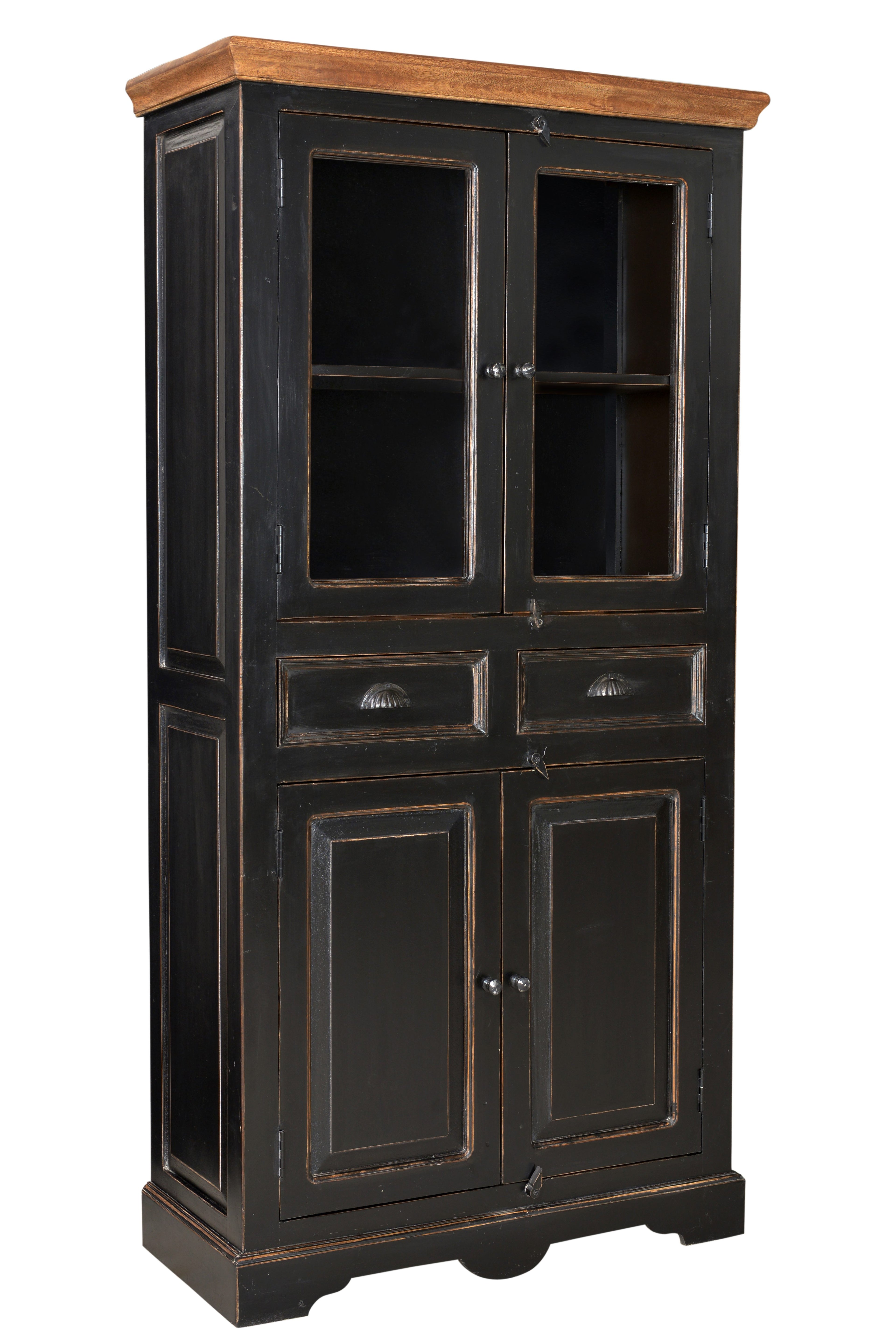 CORSICA Vitrine – Schwarz mit honigfarbiger Deckplatte – Bild 2