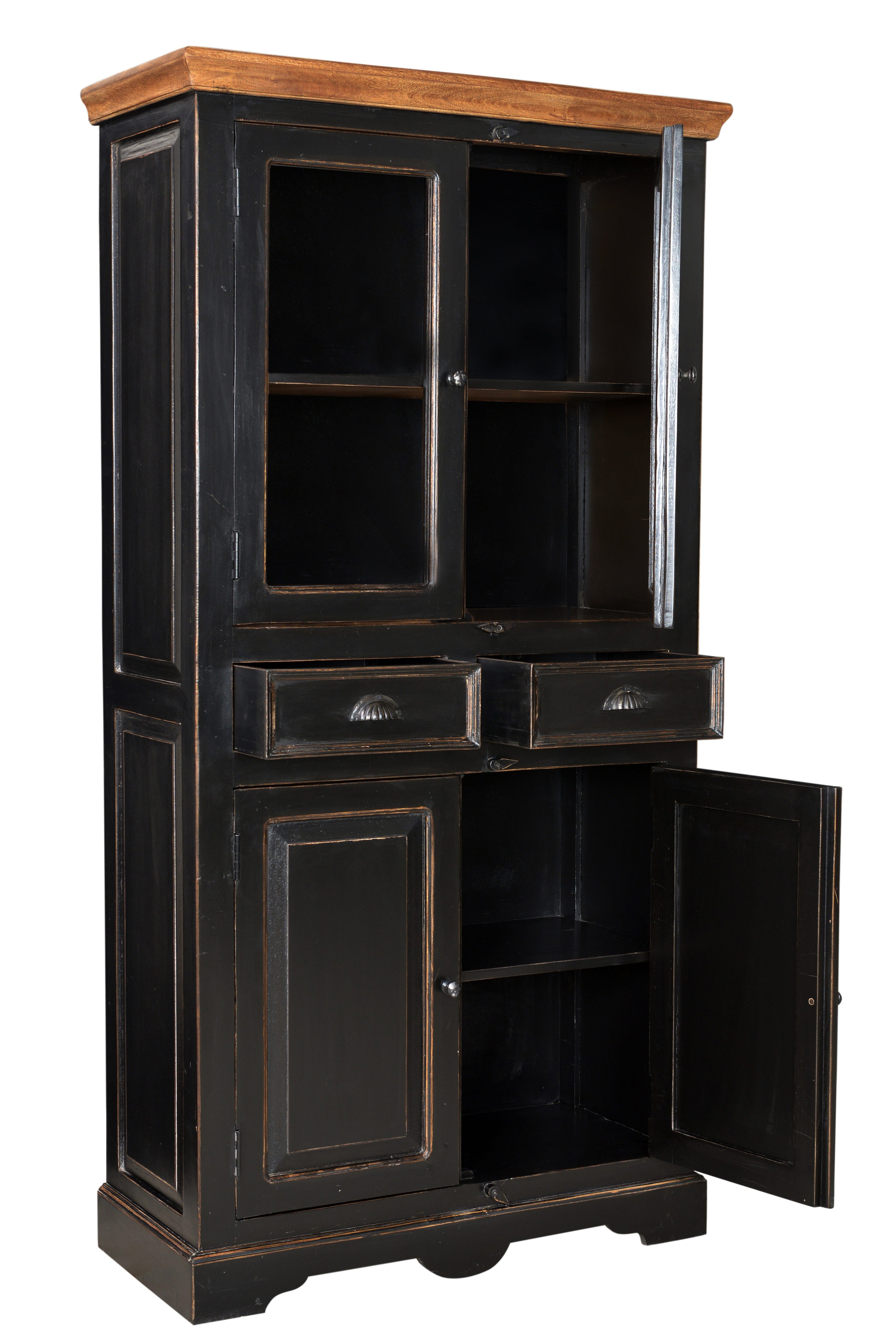 CORSICA Vitrine – Schwarz mit honigfarbiger Deckplatte – Bild 3