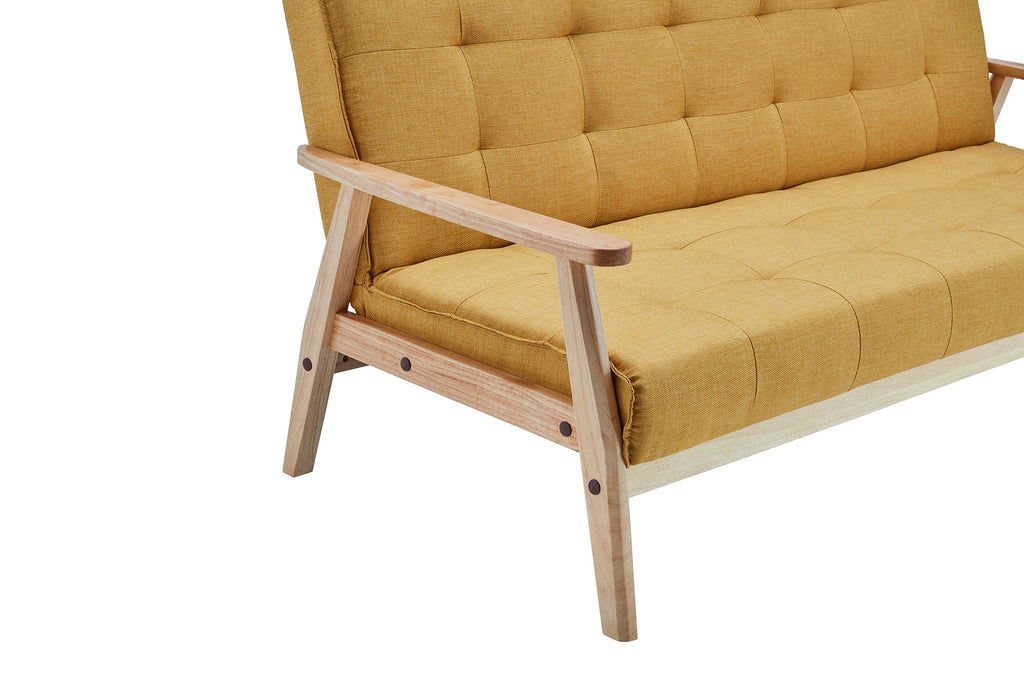 Sales Fever - Schlafsofa skandinavisch Strukturstoff senfgelb