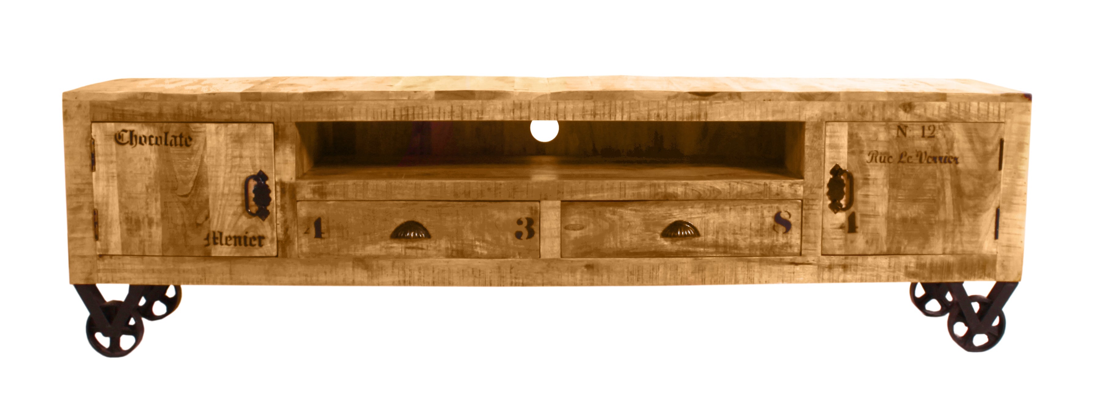 RUSTIC Lowboard – Natur antik mit antikschwarzen Beschlägen – Bild 3