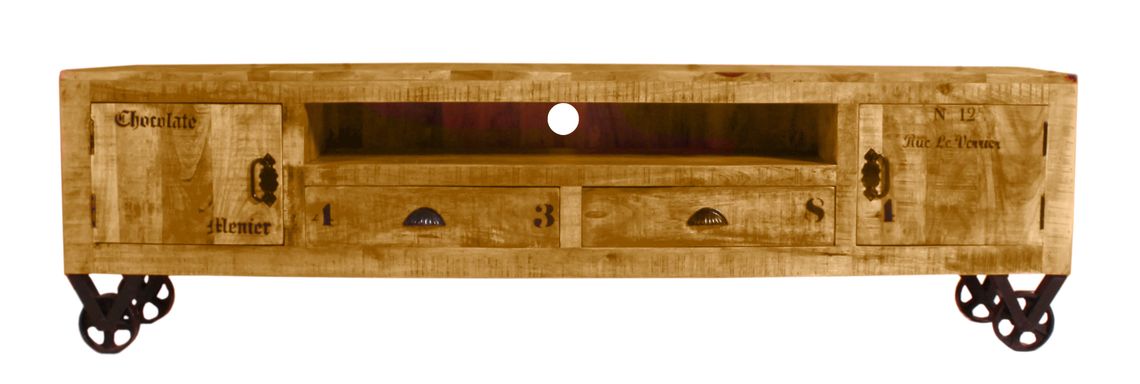 RUSTIC Lowboard – Natur antik mit antikschwarzen Beschlägen – Bild 4