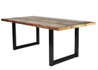 TABLES & CO Tisch 220x100 cm, buntes Altholz – Platte bunt lackiert, Gestell schwarz