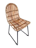 RATTAN Stuhl, 2er-Set – Natur, Gestell schwarz