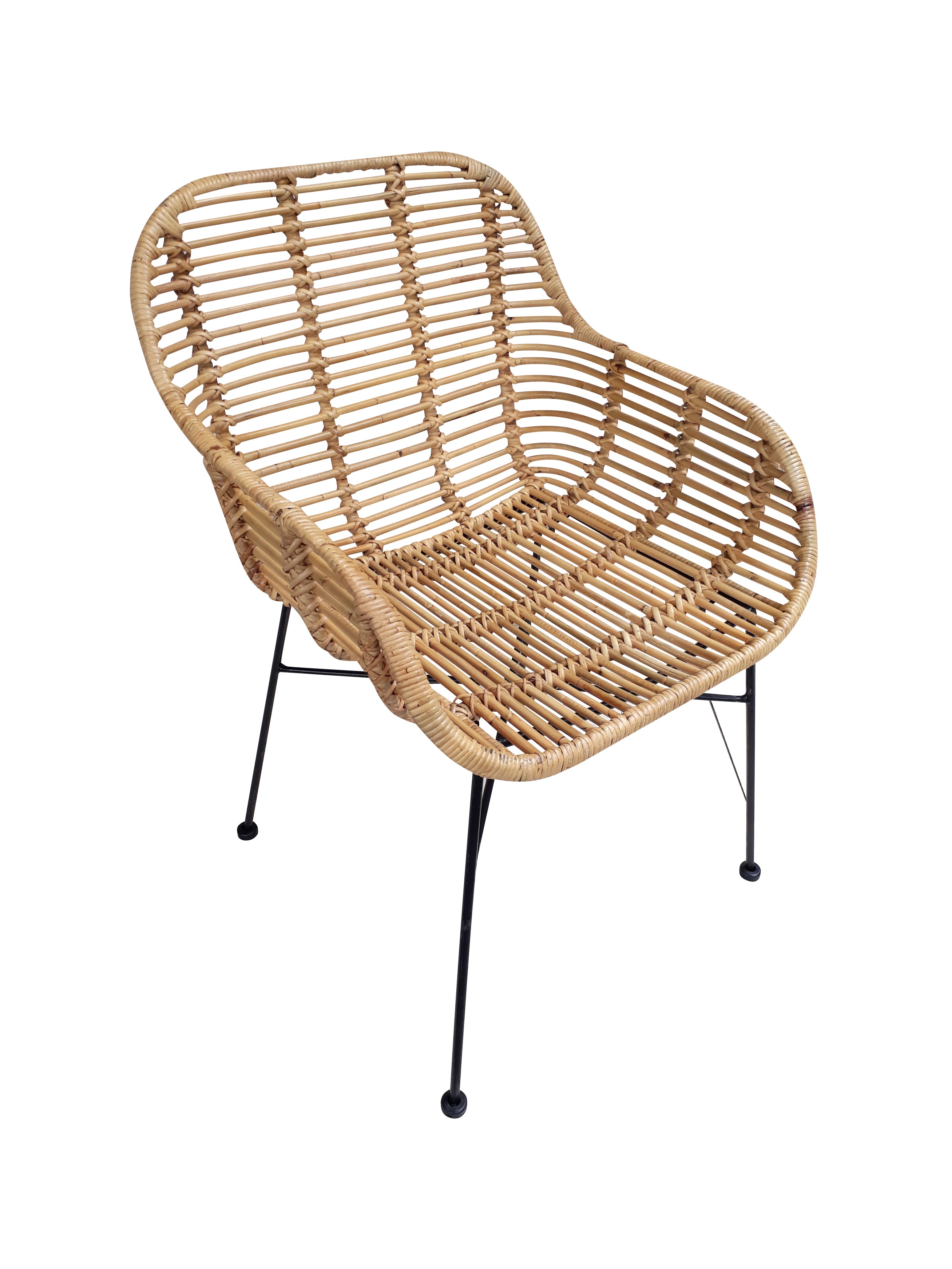 RATTAN Armlehnstuhl, 2er-Set – Natur