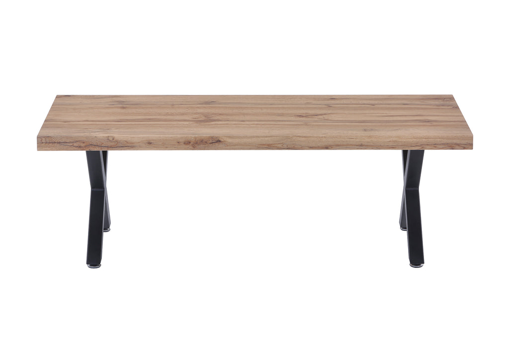 Möbilia - Couchtisch 120x60x40 cm natur, schwarz X-Gestell