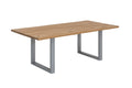 TABLES & CO Tisch 180x90 cm, Wildeiche, silbernes Gestell – Platte natur, Gestell antiksilbern