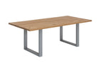 TABLES & CO Tisch 180x90 cm, Wildeiche, silbernes Gestell – Platte natur, Gestell antiksilbern