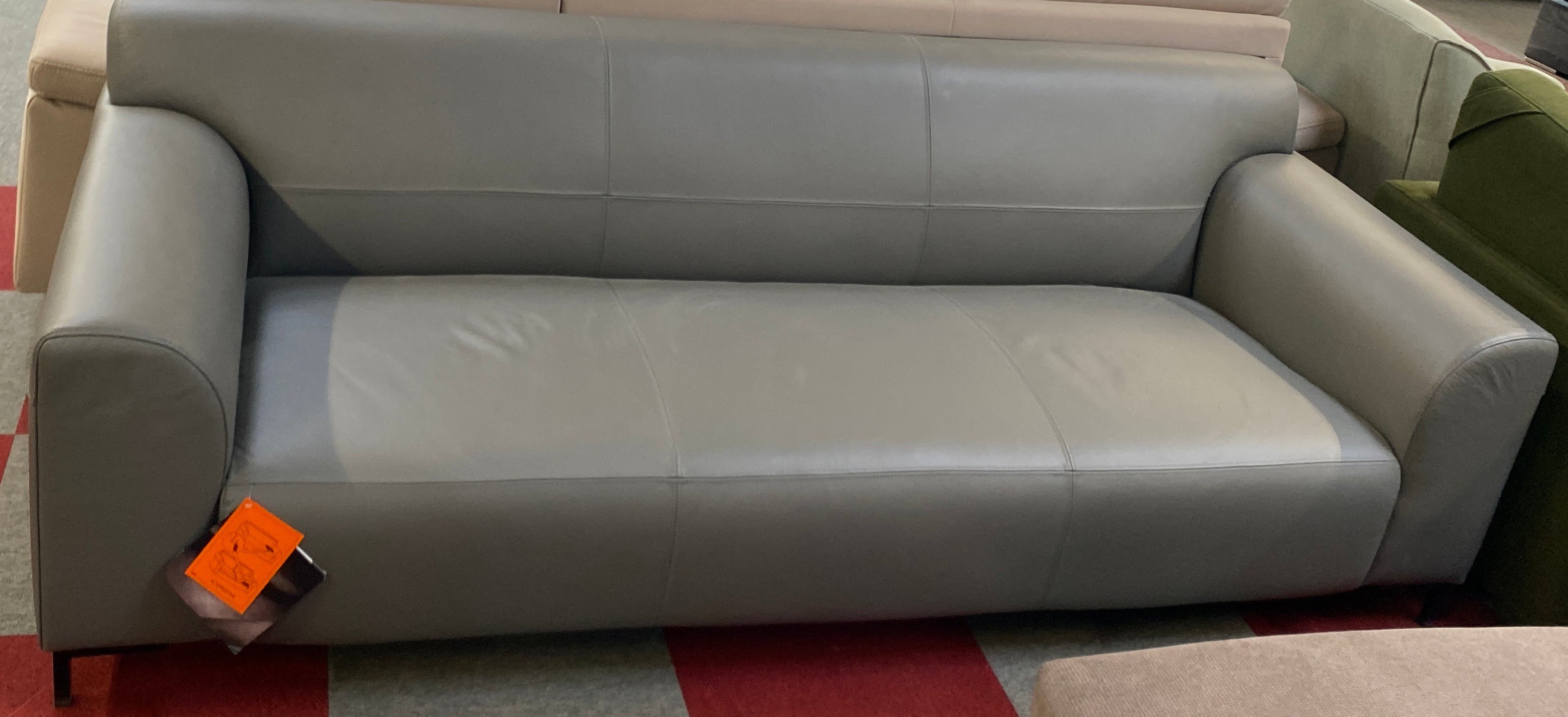 3-Sitzer Echtleder grau
