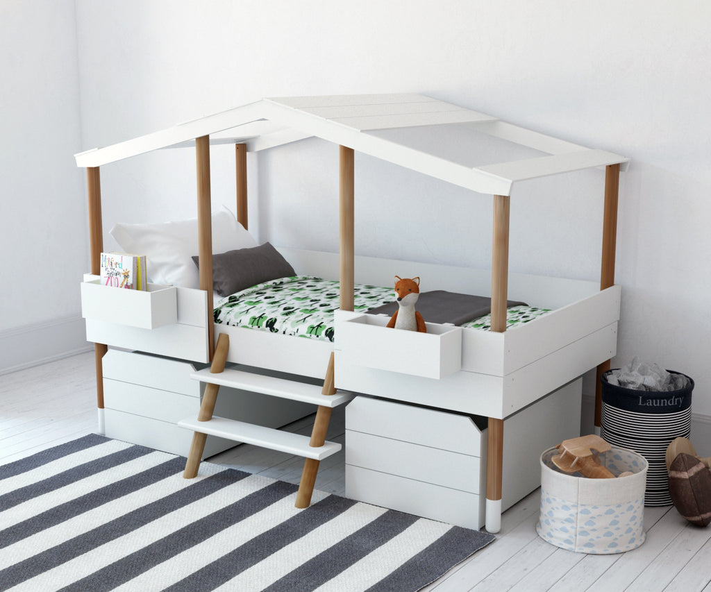 Möbilia - Schublade, 2-er Set, zu Hochbett 12020053 58x90x40 cm weiß, natur