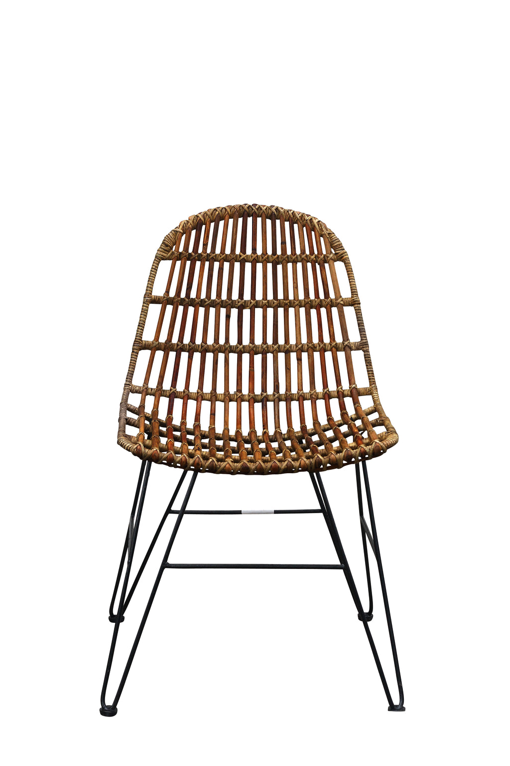 RATTAN Stuhl – Natur, Gestell antikschwarz