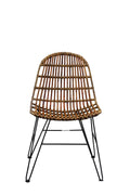 RATTAN Stuhl – Natur, Gestell antikschwarz