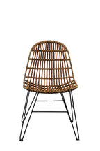 RATTAN Stuhl – Natur, Gestell antikschwarz