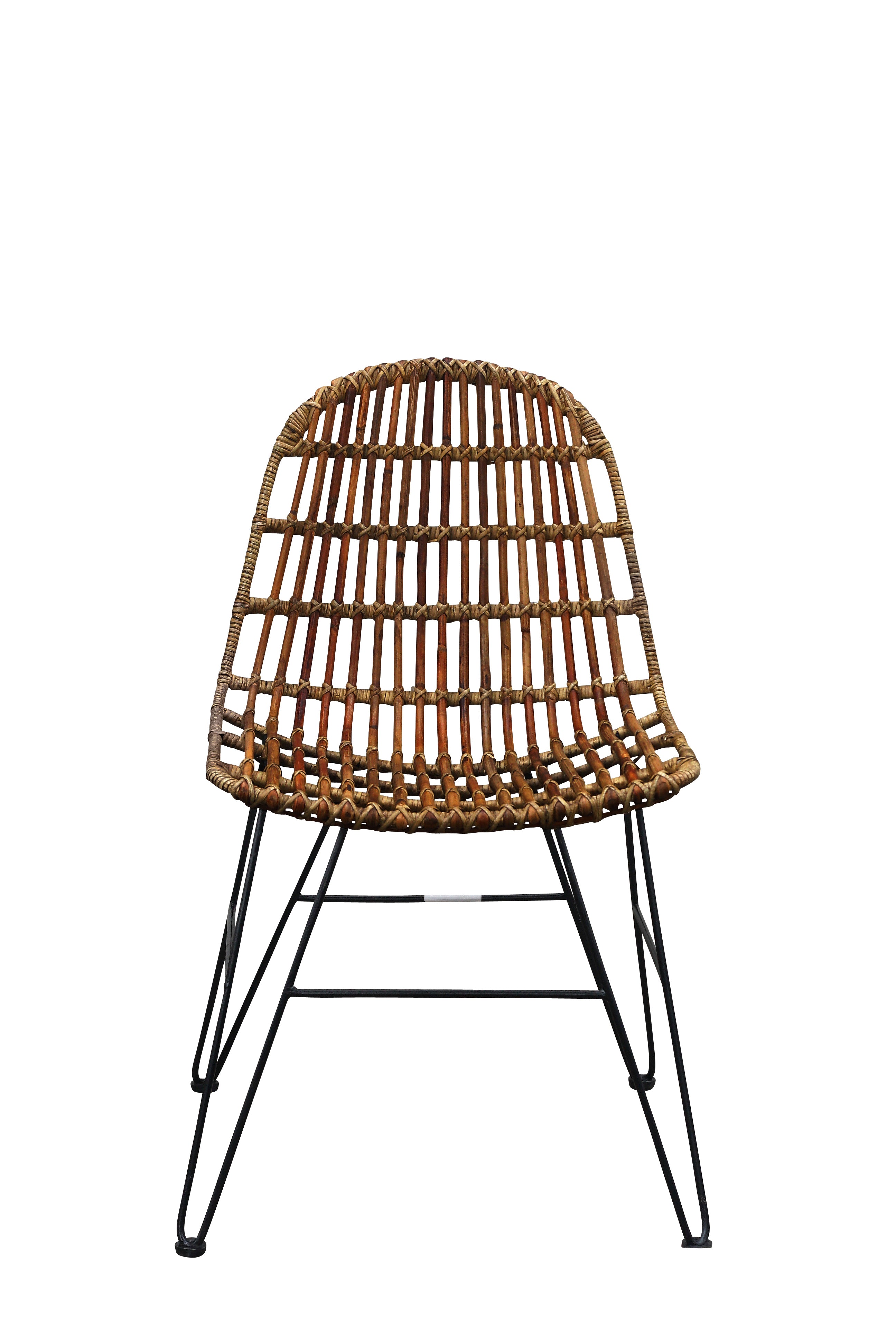 RATTAN Stuhl – Natur, Gestell antikschwarz