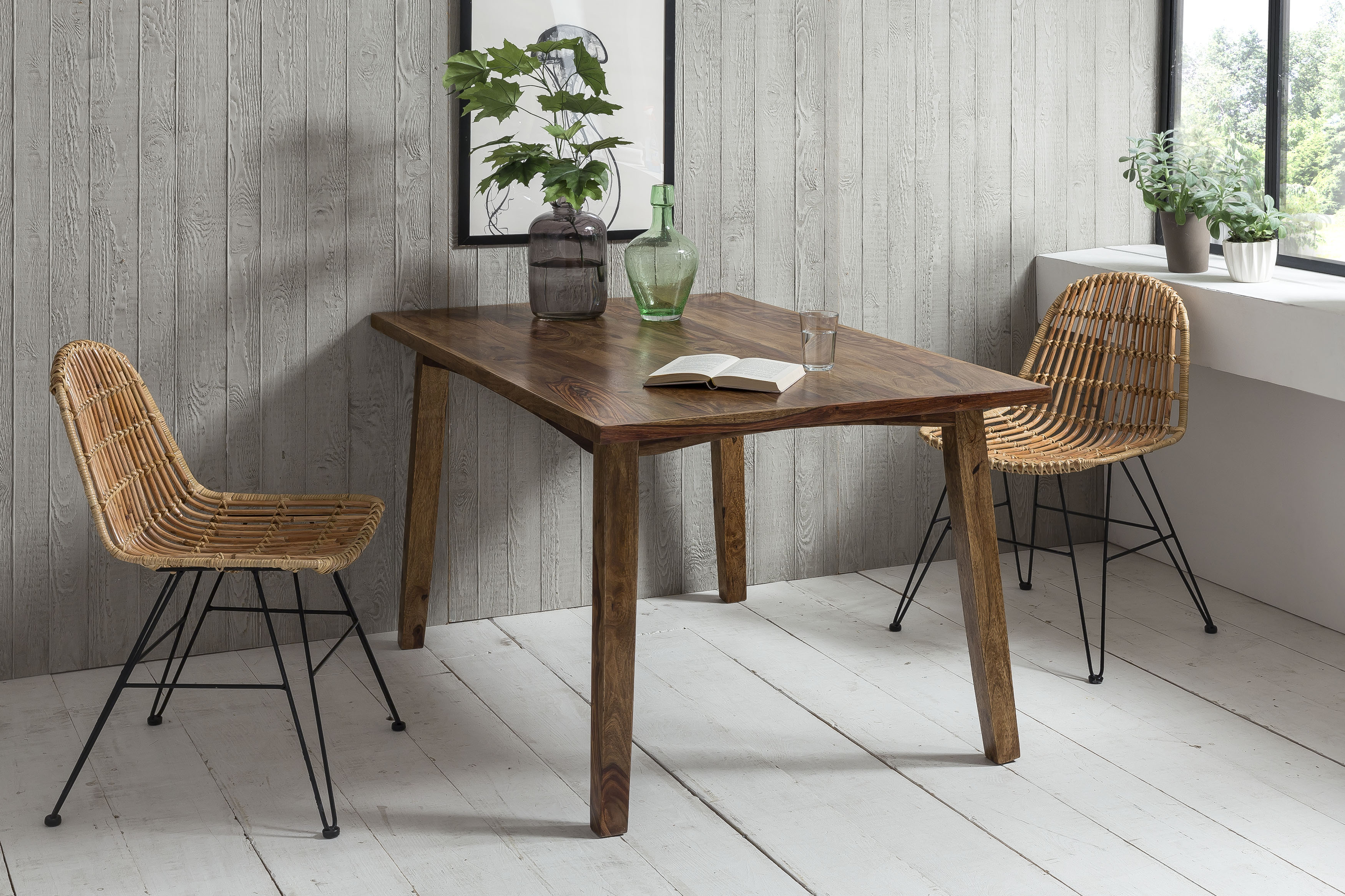RATTAN Stuhl – Natur, Gestell antikschwarz – Bild 4