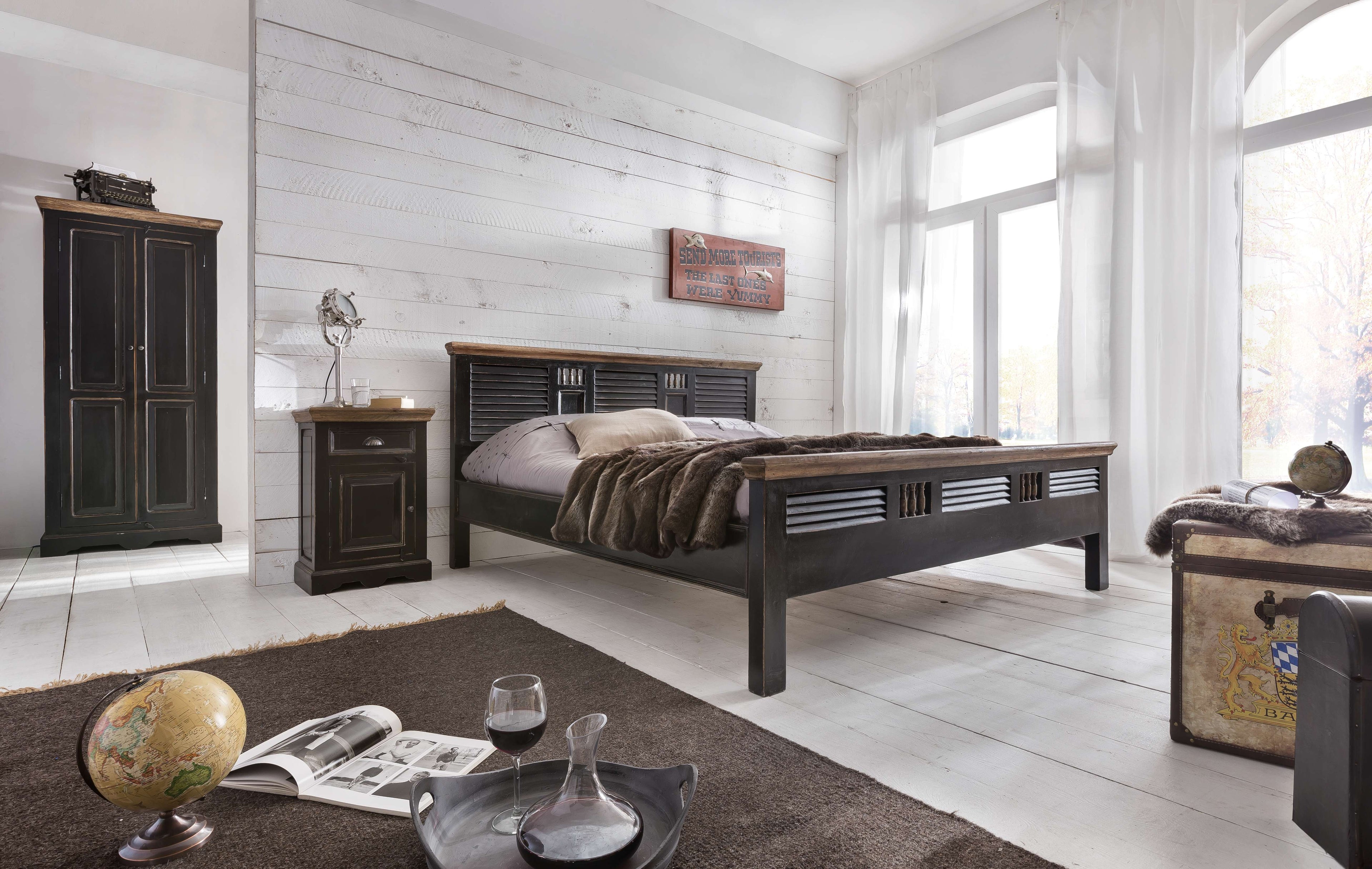 CORSICA Schrank – Schwarz mit honigfarbiger Deckplatte – Bild 4