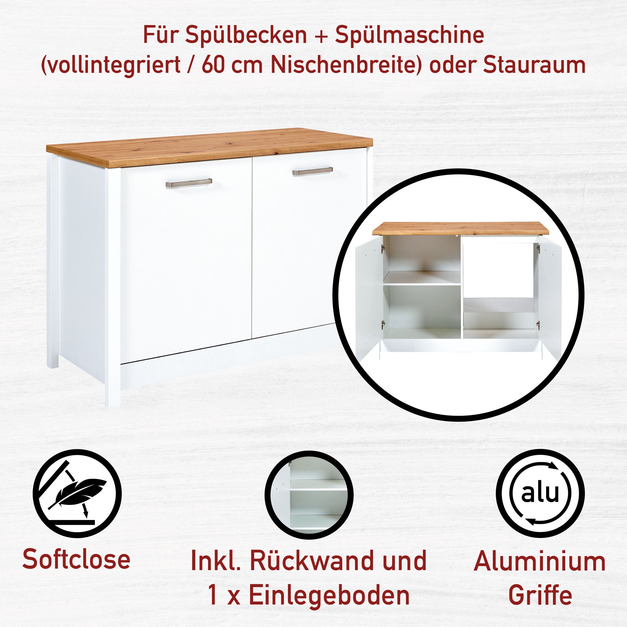 Spülenschrank Sicilia für Spüle + Spülmaschine -vorbestellbar-