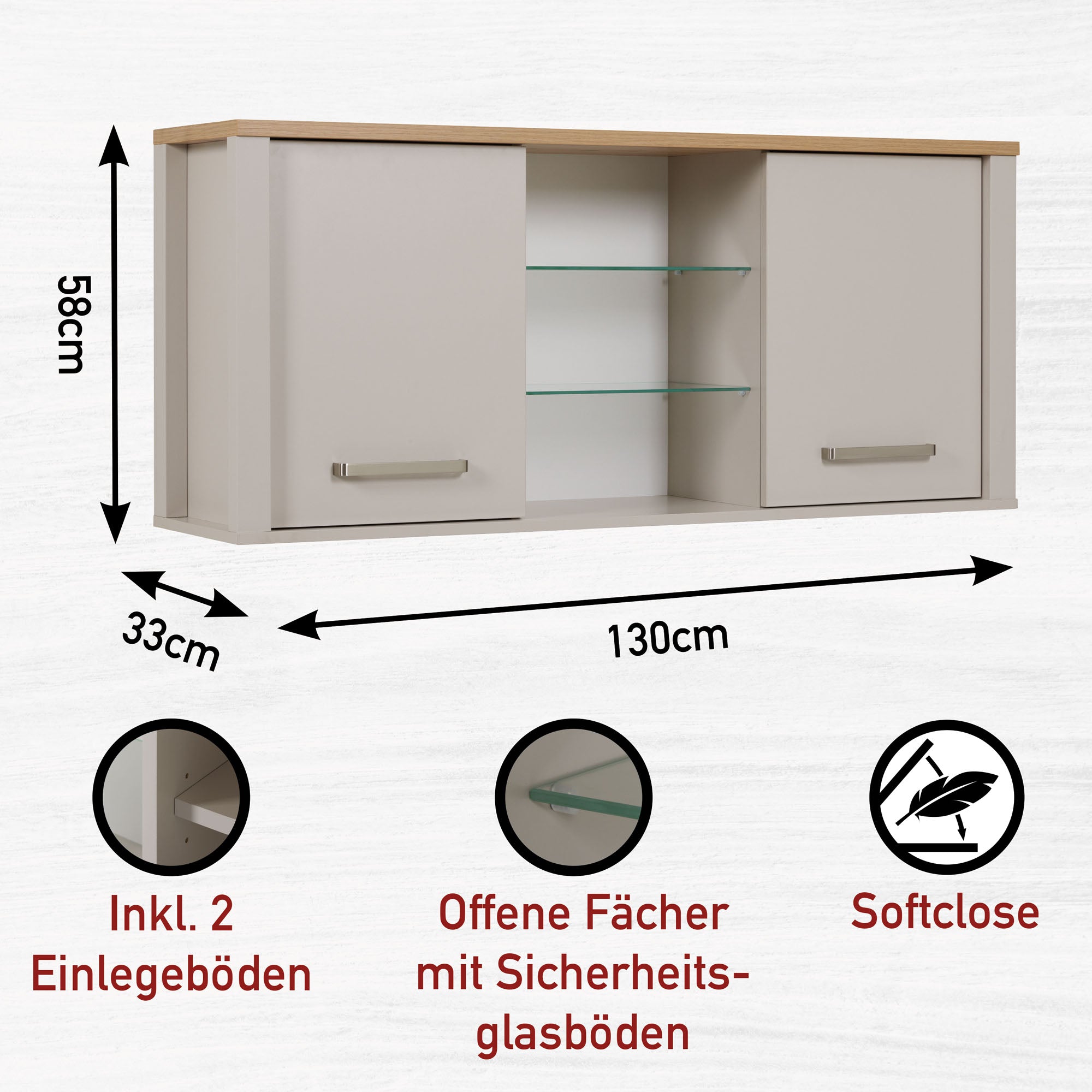 Hängeschrank Sardegna Kaschmir/Artisan Eiche -vorbestellbar-