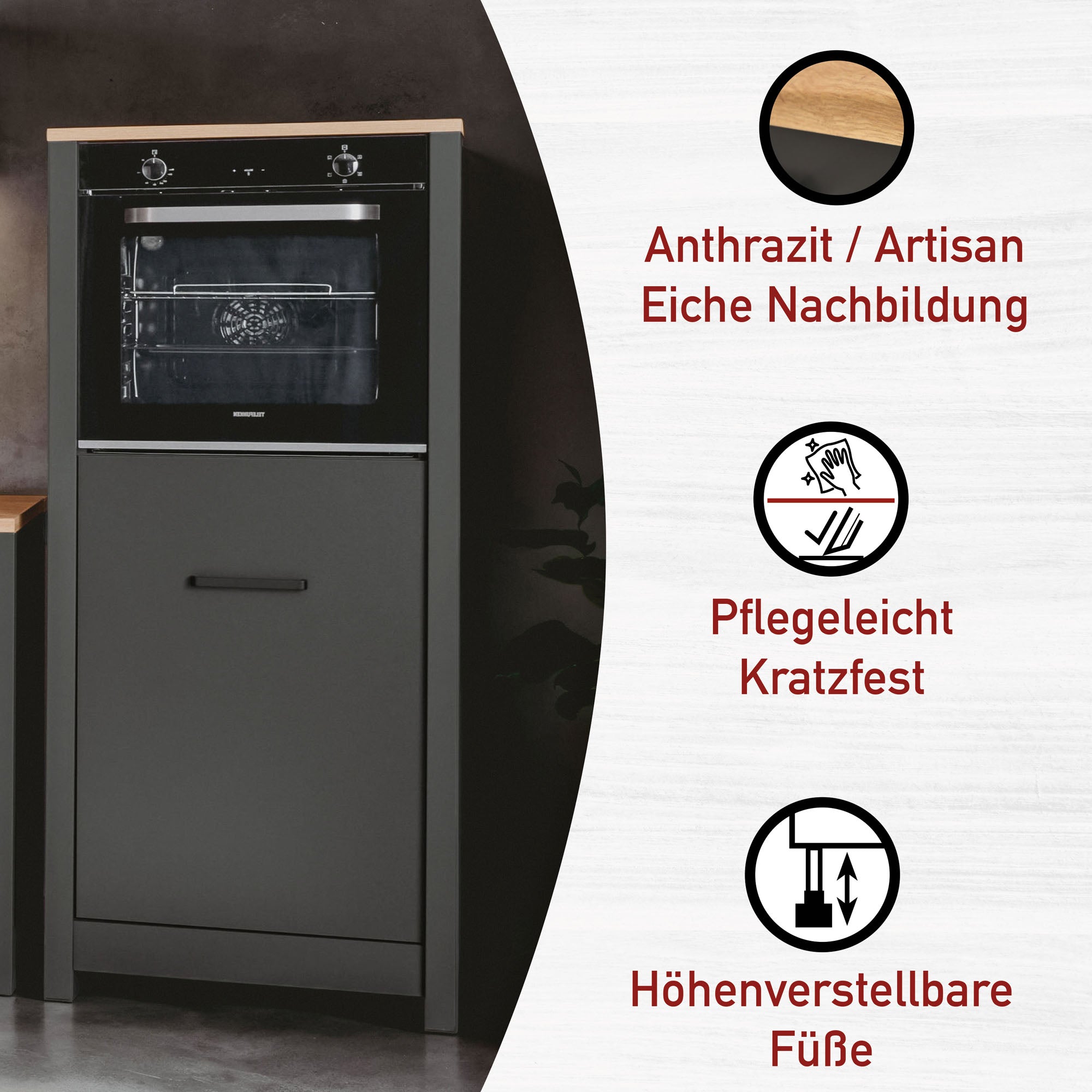 Geräteschrank 1 Veneto für Kühlschrank + Backofen -vorbestellbar-