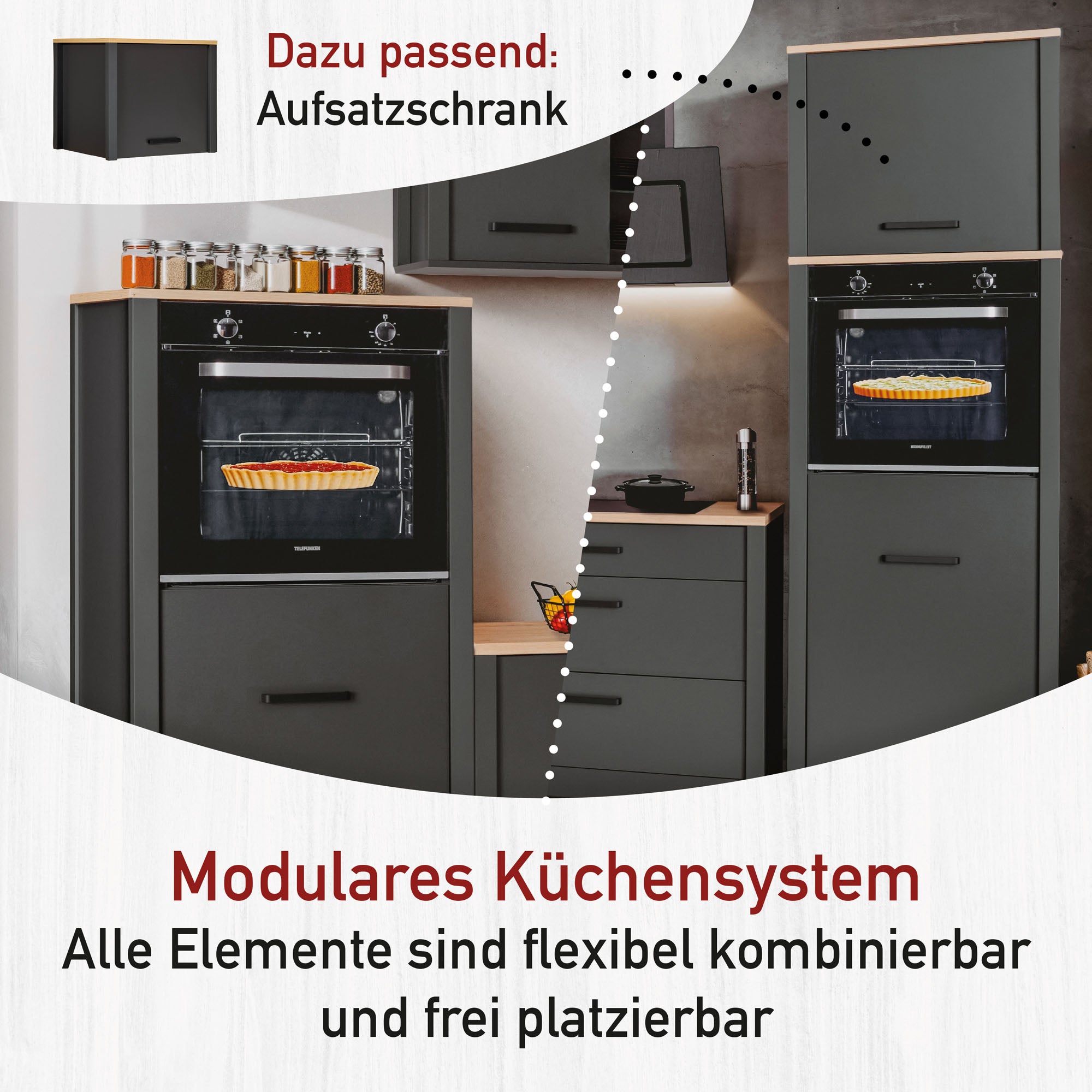 Geräteschrank 1 Veneto für Kühlschrank + Backofen -vorbestellbar-