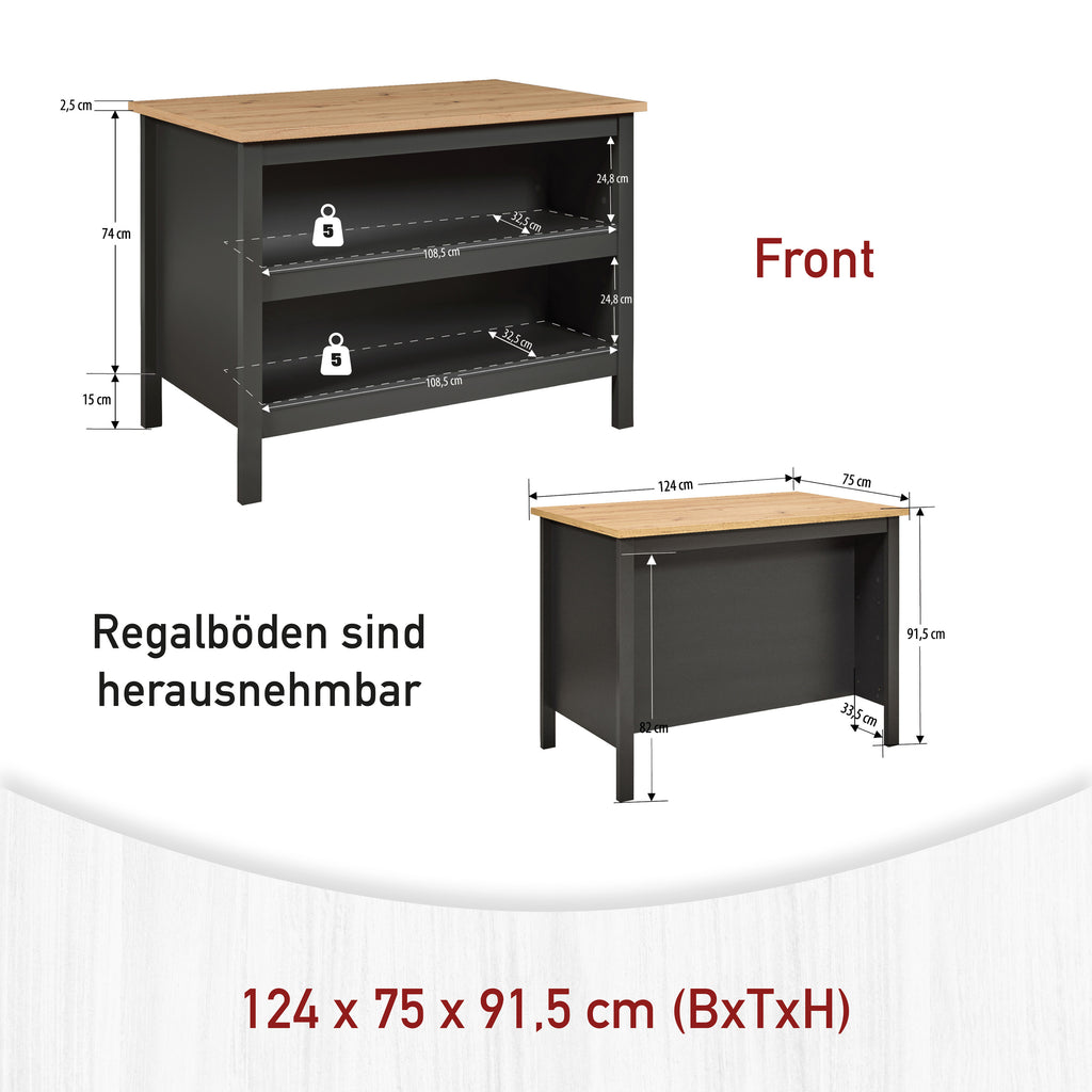 Bartisch Nellina anthrazit / Artisan Eiche