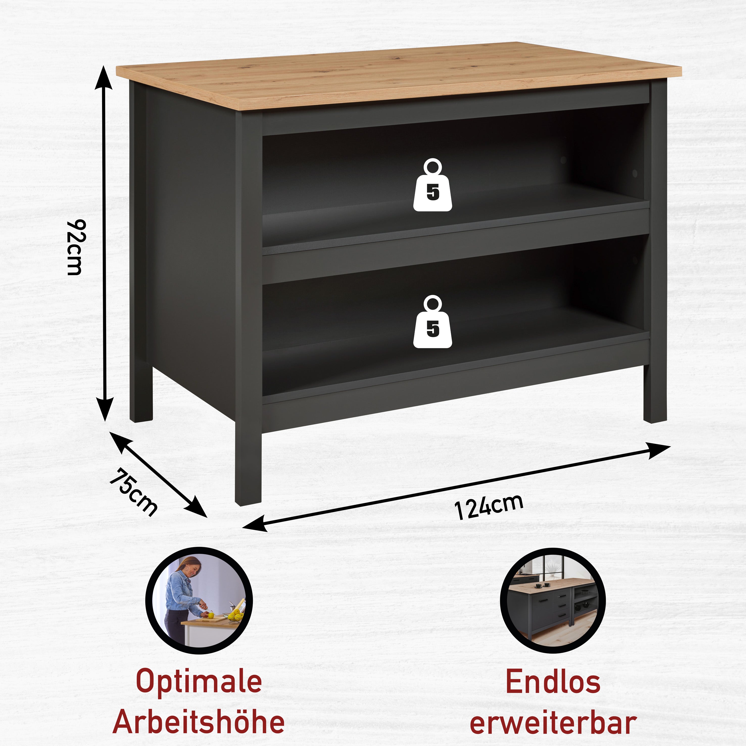 Bartisch Nellina anthrazit / Artisan Eiche -vorbestellbar-