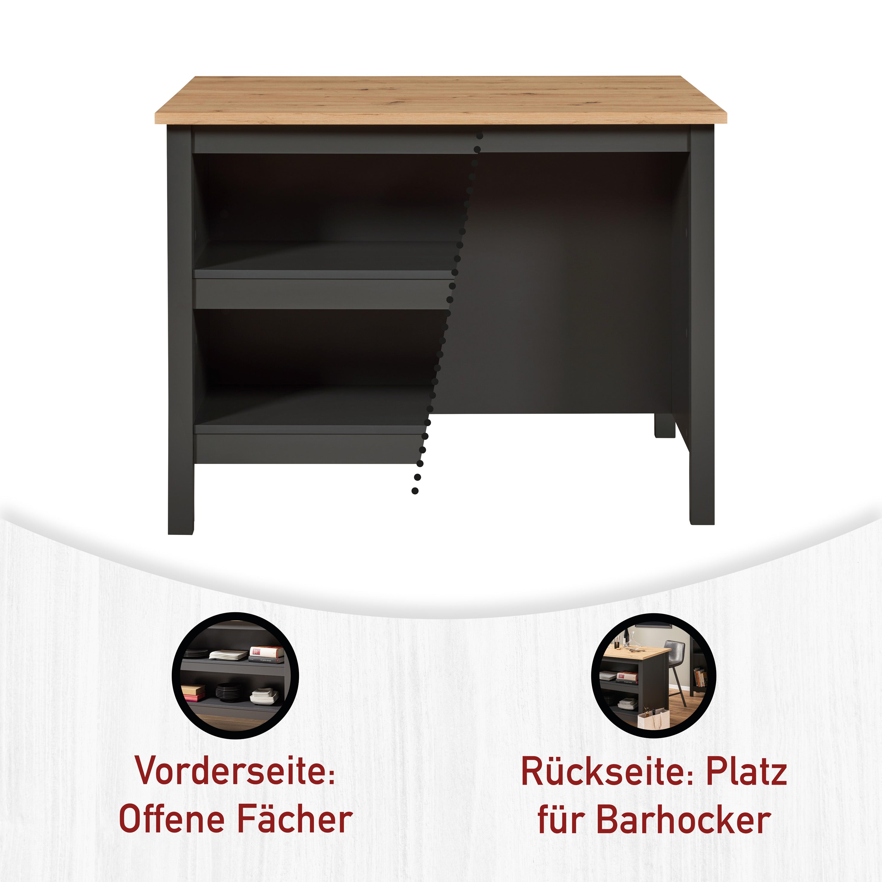 Bartisch Nellina anthrazit / Artisan Eiche -vorbestellbar-