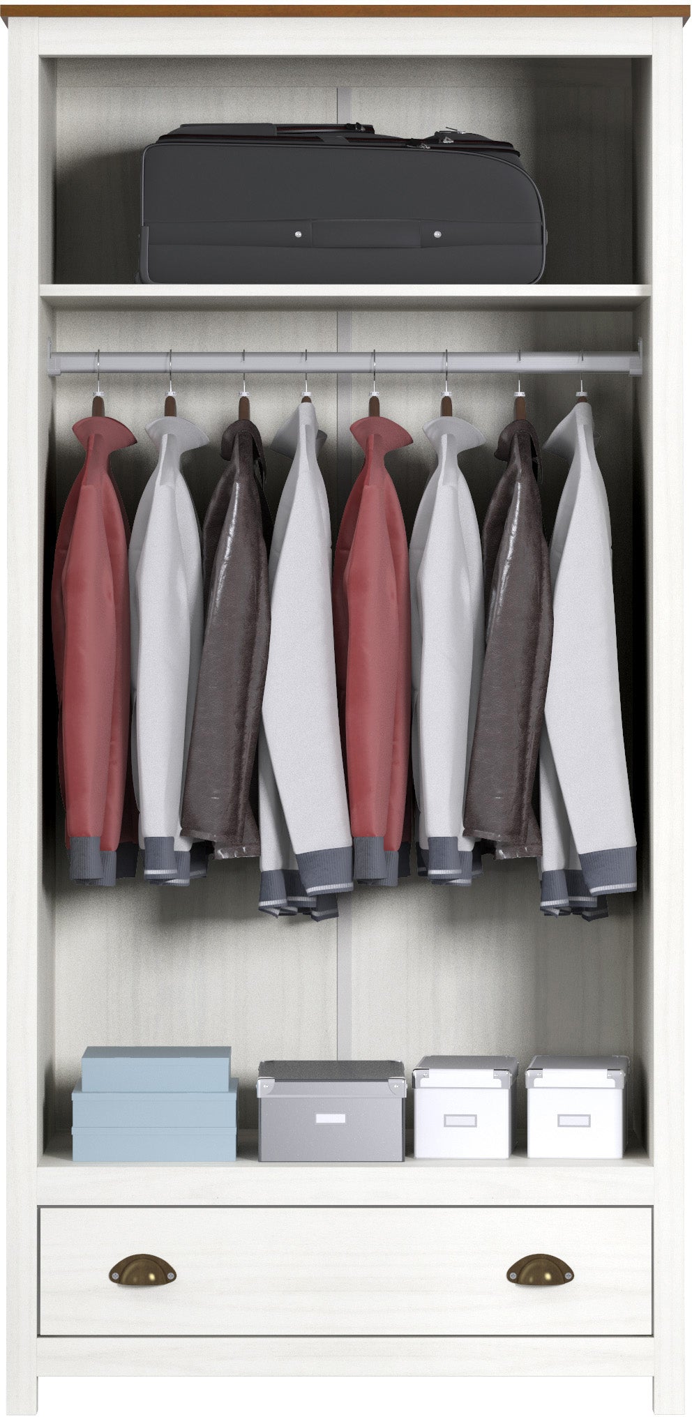 Möbilia - Kleiderschrank 91x54x185 cm weiß, braun