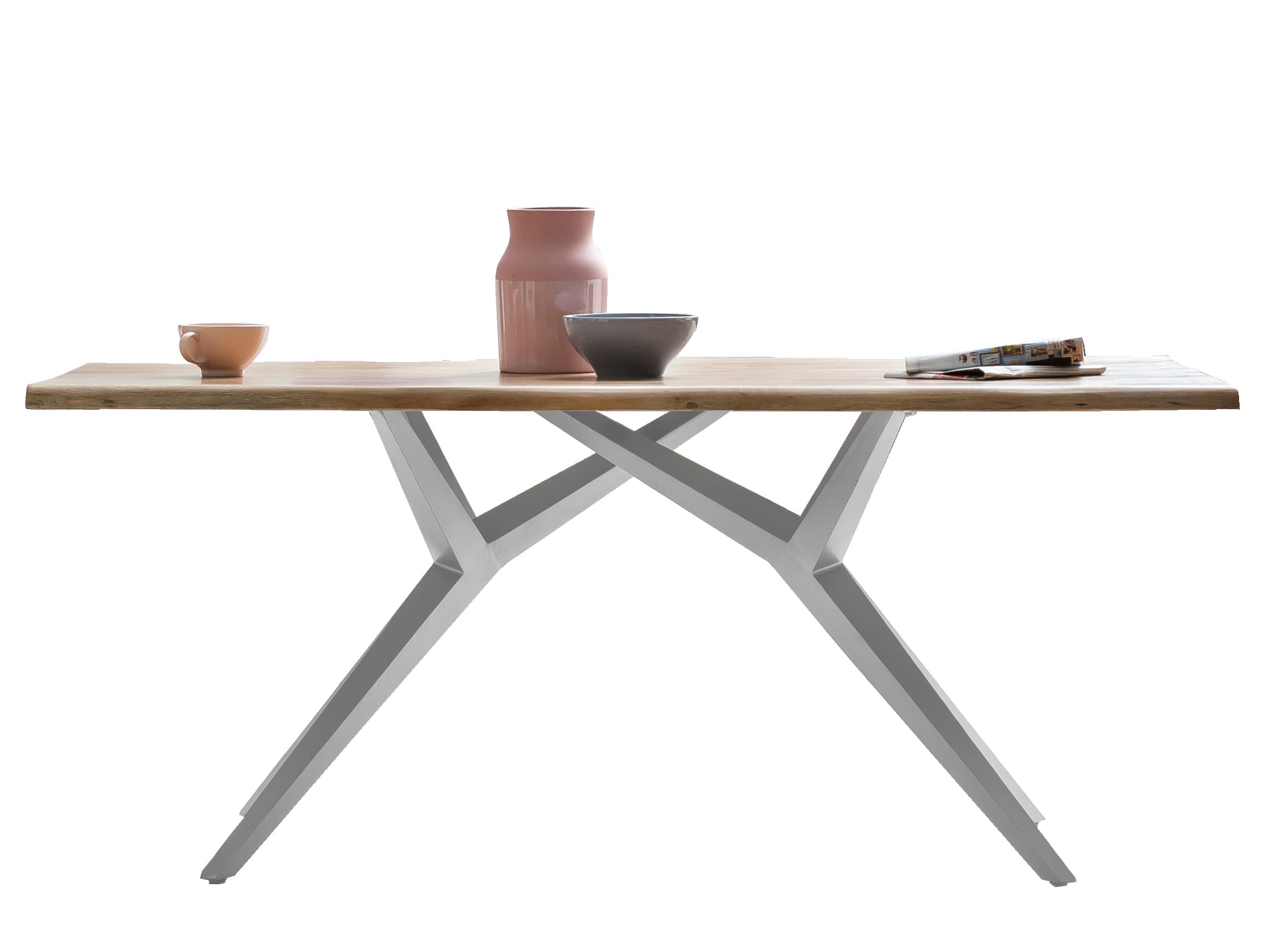 TABLES & CO Tisch 200x100 cm – Platte natur, Gestell antiksilbern – Bild 3