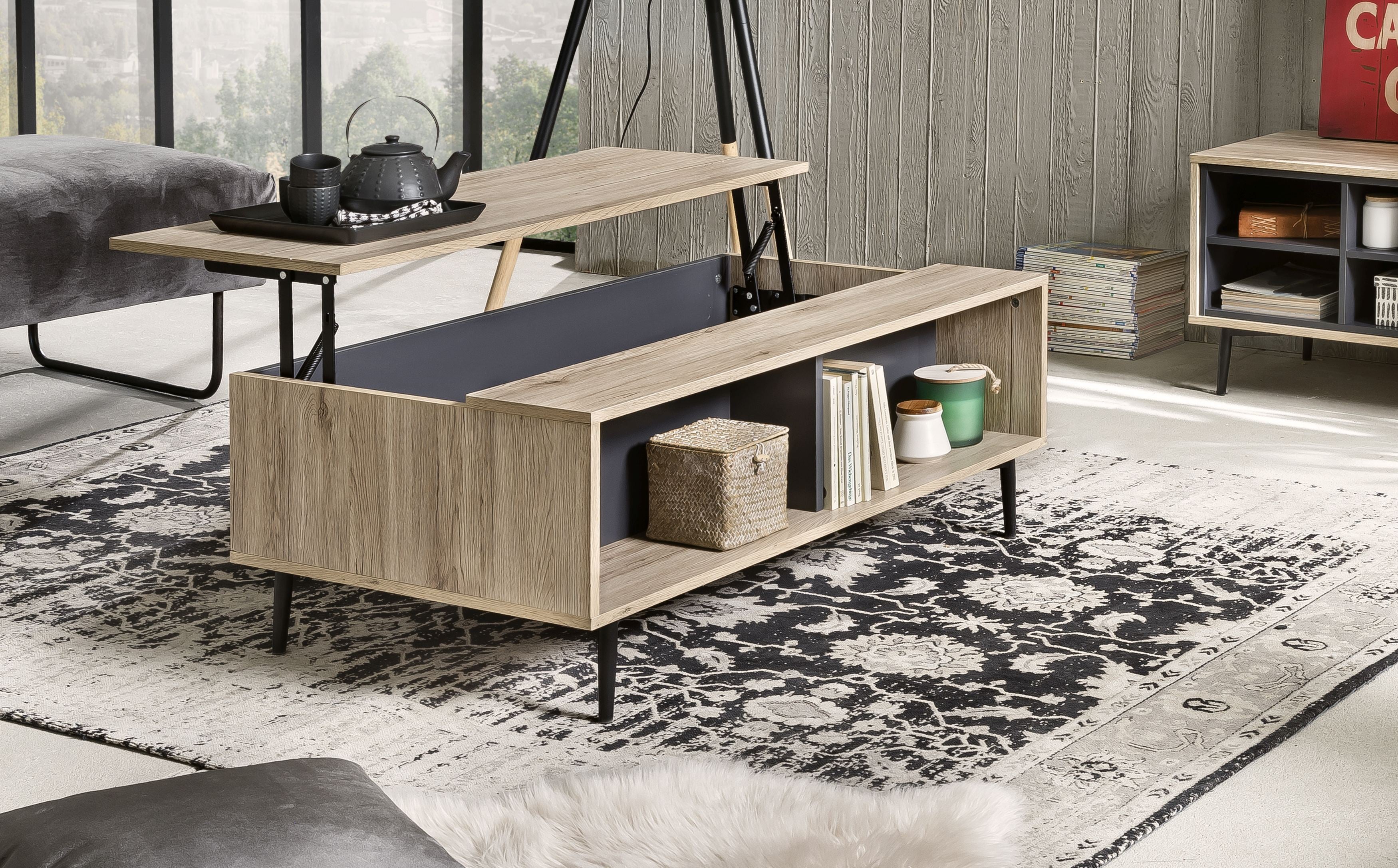 MAILBOX Couchtisch – Dunkel anthrazit und natur – Bild 6