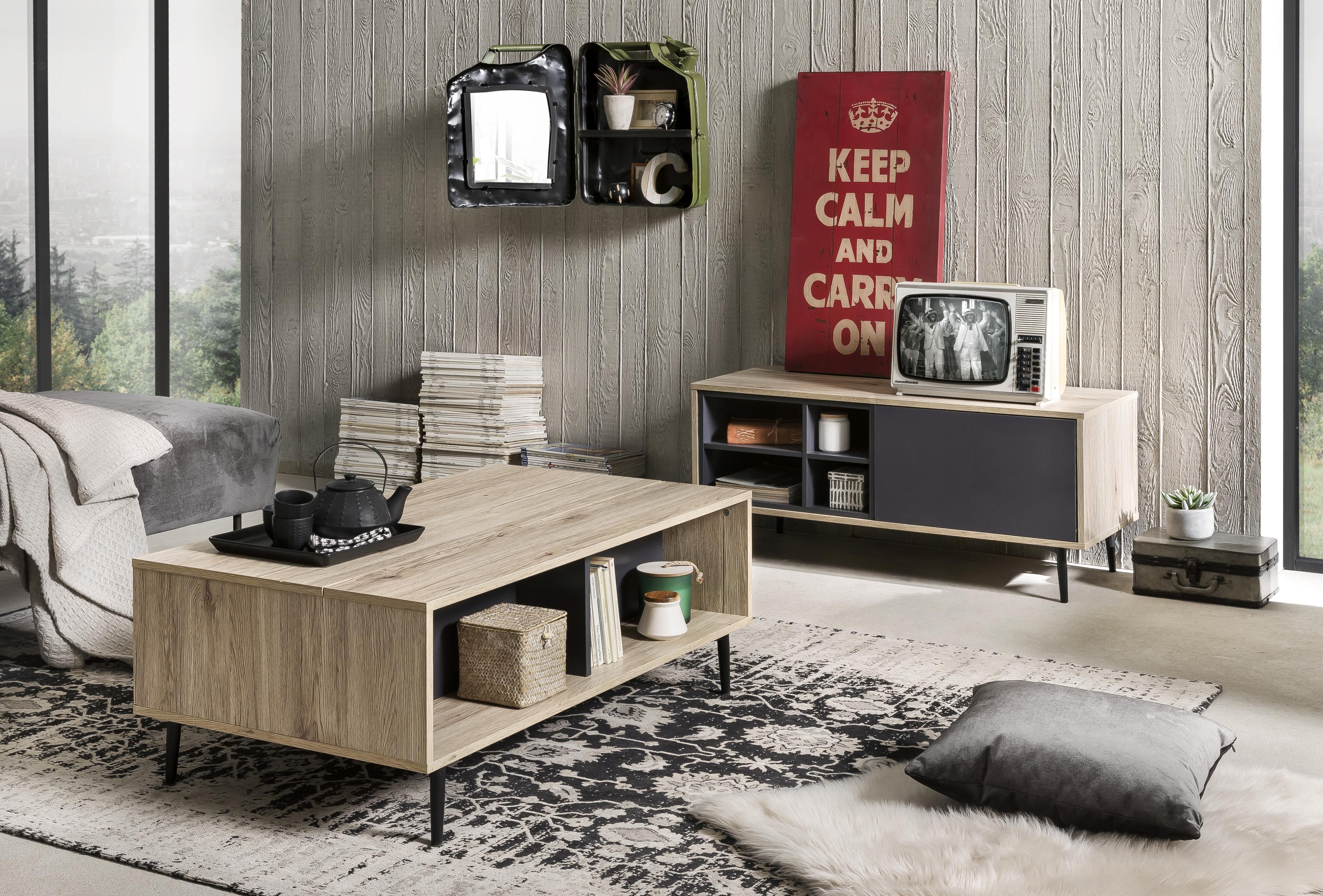 MAILBOX Couchtisch – Dunkel anthrazit und natur – Bild 7