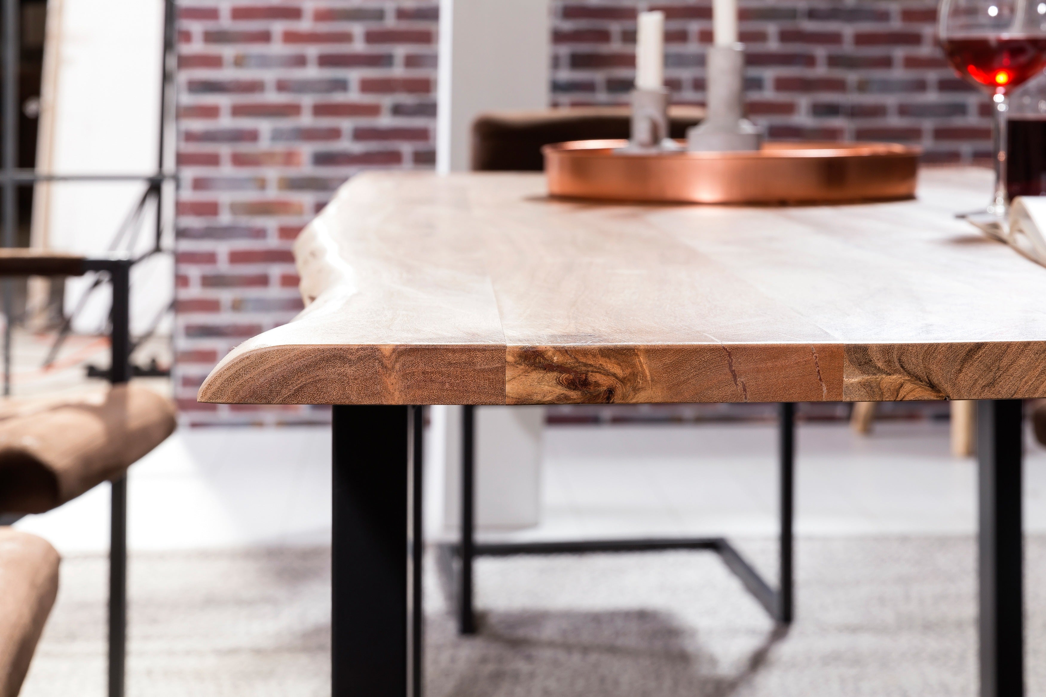 TABLES & CO Tisch 160x85 cm, Akazie natur, 36 mm – Platte natur, Gestell schwarz – Bild 9