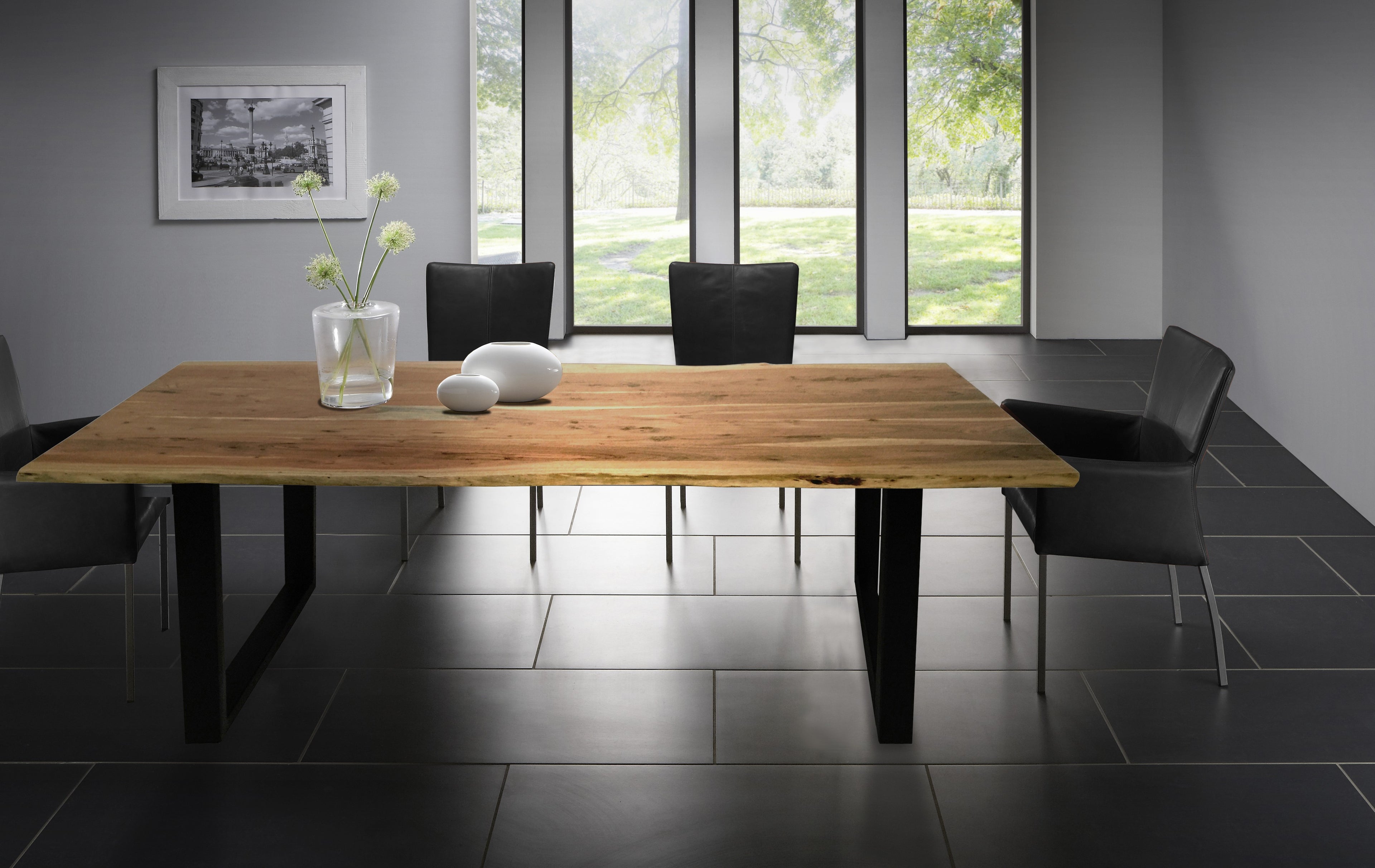 TABLES & CO Tisch 240x100 cm, Akazie natur, 56 mm – Platte natur, Gestell schwarz – Bild 5