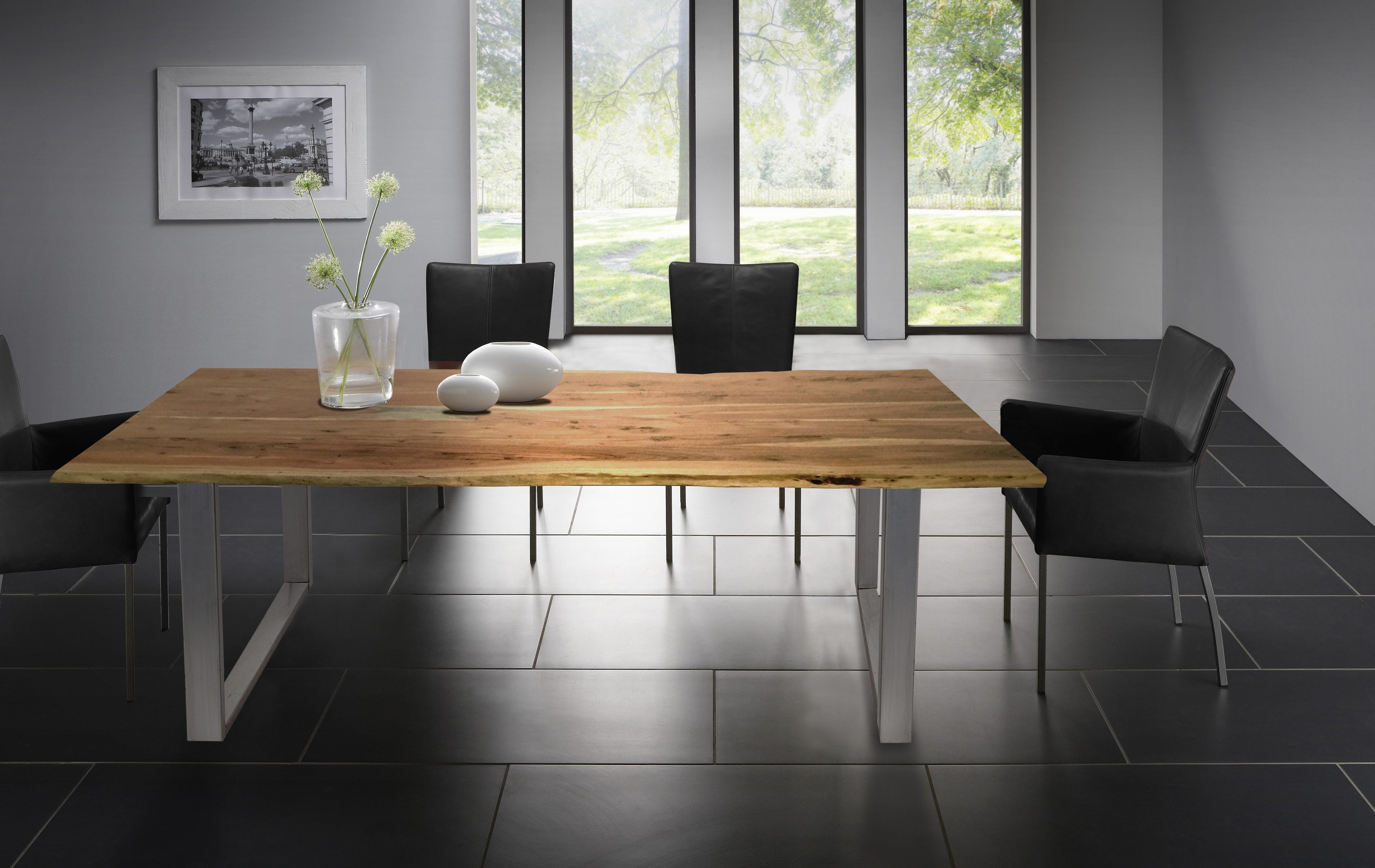 TABLES & CO Tisch 140 x 80 cm, Platte natur, Gestell silber – Bild 4